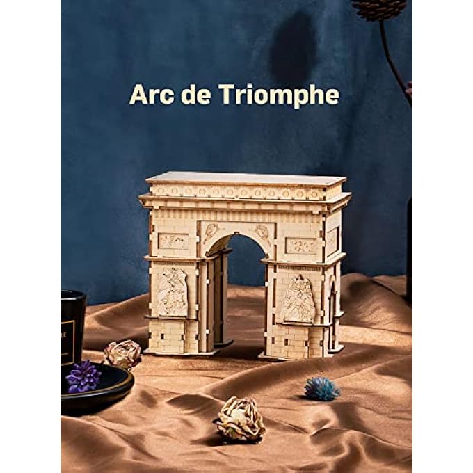DIY 3D WOODEN PUZZLE  ARC DE TRIOMPHE BUILDINGS LASER CUT ASSEMBLY MODEL KIT BRAIN TEASER PUZZLES EDUCATIONAL STEM TOY ADULTS AND TEENS TO BUILD SAFE AND NON-TOXIC PREMIUM WOOD TG502 - Image 3